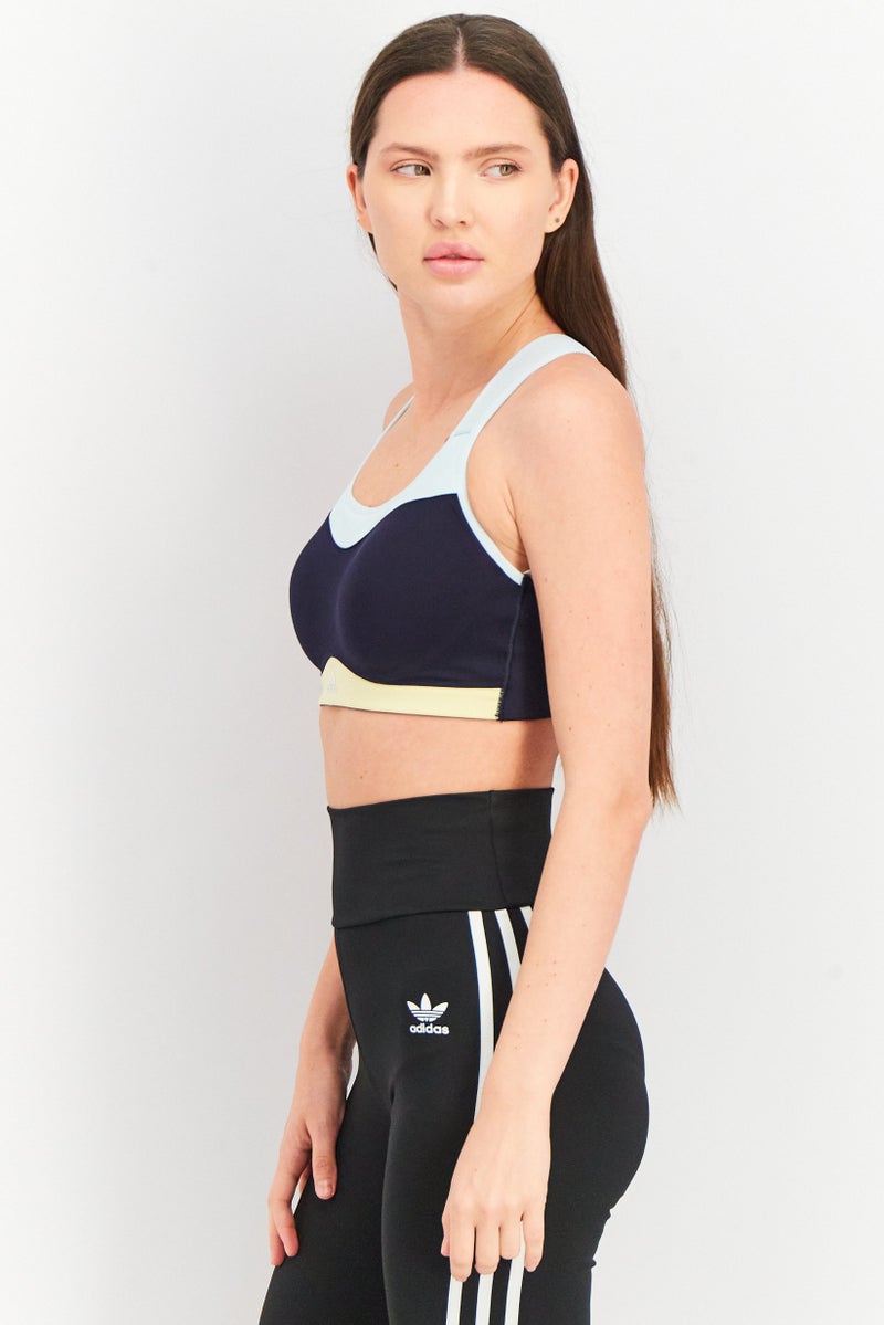 Adidas Women Brand Logo Padded Sports Bra, Navy - Image 2